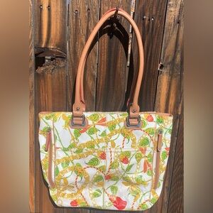 Tignanello Bee, Beetle, Dragonfly, Gold Key, Chains Leather Shoulder Bag Purse